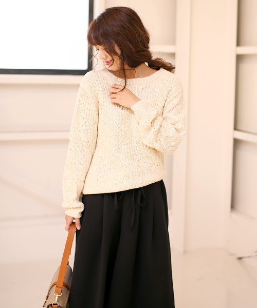 Bou Jeloud（ブージュルード）の「【WEB限定プライス】箔プリントルーズニットプルオーバー（ニット/セーター・レディース・ブルー/オフホワイト/イエロー・FREE）」の22枚目の写真