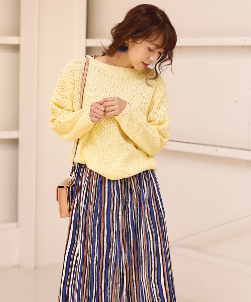 Bou Jeloud（ブージュルード）の「【WEB限定プライス】箔プリントルーズニットプルオーバー（ニット/セーター・レディース・ブルー/オフホワイト/イエロー・FREE）」の17枚目の写真