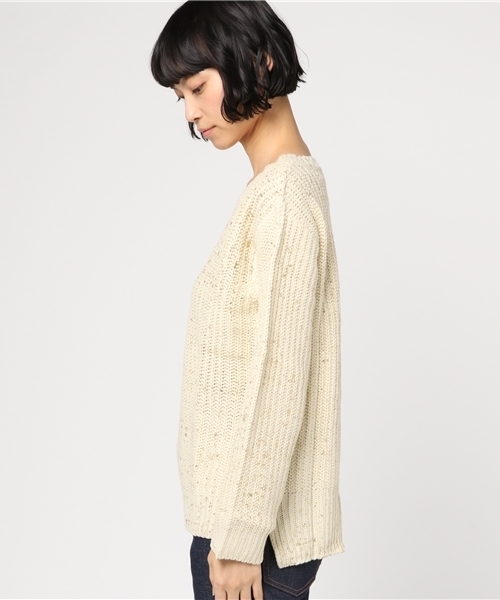 Bou Jeloud（ブージュルード）の「【WEB限定プライス】箔プリントルーズニットプルオーバー（ニット/セーター・レディース・ブルー/オフホワイト/イエロー・FREE）」の5枚目の写真