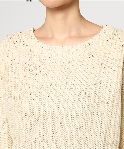 Bou Jeloud（ブージュルード）の「【WEB限定プライス】箔プリントルーズニットプルオーバー（ニット/セーター・レディース・ブルー/オフホワイト/イエロー・FREE）」の7枚目の写真