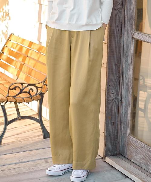 green label relaxing(グリーンレーベルリラクシング)の「◆LYチノ WIDEパンツ(チノパンツ・レディース・ストライプ/ネイビー/ベージュ・42/44/38/34/36/40)」の2枚目の写真