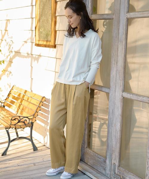 green label relaxing(グリーンレーベルリラクシング)の「◆LYチノ WIDEパンツ(チノパンツ・レディース・ストライプ/ネイビー/ベージュ・42/44/38/34/36/40)」の10枚目の写真