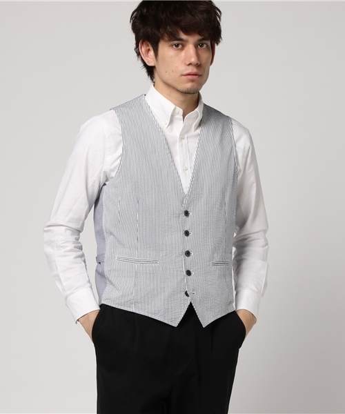 ESTNATION（エストネーション）の「ESTNATION シアサッカー3ピースベスト（ベスト・メンズ・ホワイト系その他/チャコールアッシュ/ダークネイビー・SMALL/MEDIUM/LARGE/X-LARGE）」の17枚目の写真