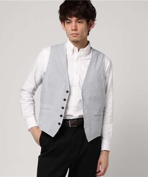 ESTNATION（エストネーション）の「ESTNATION シアサッカー3ピースベスト（ベスト・メンズ・ホワイト系その他/チャコールアッシュ/ダークネイビー・SMALL/MEDIUM/LARGE/X-LARGE）」の15枚目の写真