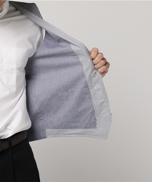 ESTNATION（エストネーション）の「ESTNATION シアサッカー3ピースベスト（ベスト・メンズ・ホワイト系その他/チャコールアッシュ/ダークネイビー・SMALL/MEDIUM/LARGE/X-LARGE）」の4枚目の写真