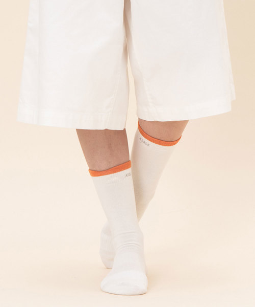 AIGLE(エーグル)の「WAクロスミッド丈ソックス(ソックス/靴下・レディース・カーキ/ネイビー/ブラック/オフホワイト/ダークネイビー/グレー・MEDIUM/LARGE)」の2枚目の写真