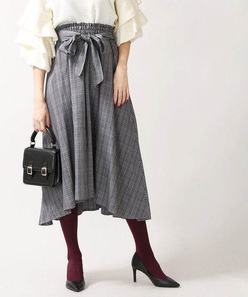 WEGO（ウィゴー）の「WEGO/リボンベルトイレヘムミディスカート（スカート・レディース・ブラウン系その他2/グレー系その他2・LARGE/MEDIUM/SMALL）」の3枚目の写真