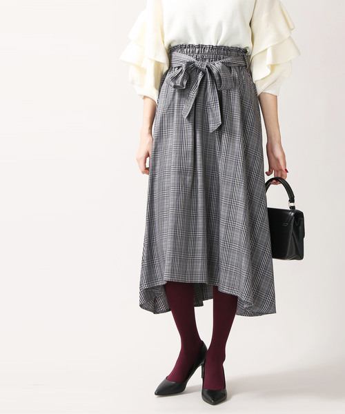 WEGO（ウィゴー）の「WEGO/リボンベルトイレヘムミディスカート（スカート・レディース・ブラウン系その他2/グレー系その他2・LARGE/MEDIUM/SMALL）」の5枚目の写真