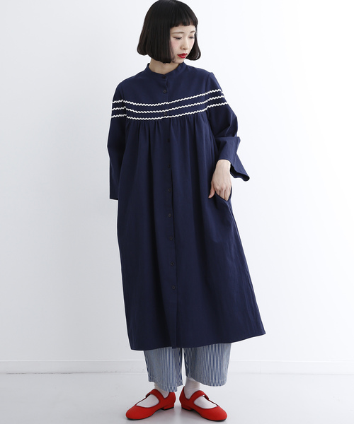 MERLOT（メルロー）の「波ラインバンドカラーワンピース7358（シャツ