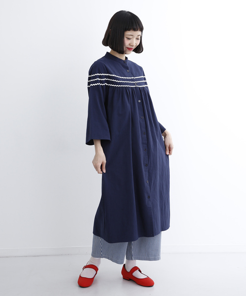 MERLOT（メルロー）の「波ラインバンドカラーワンピース7358（シャツ