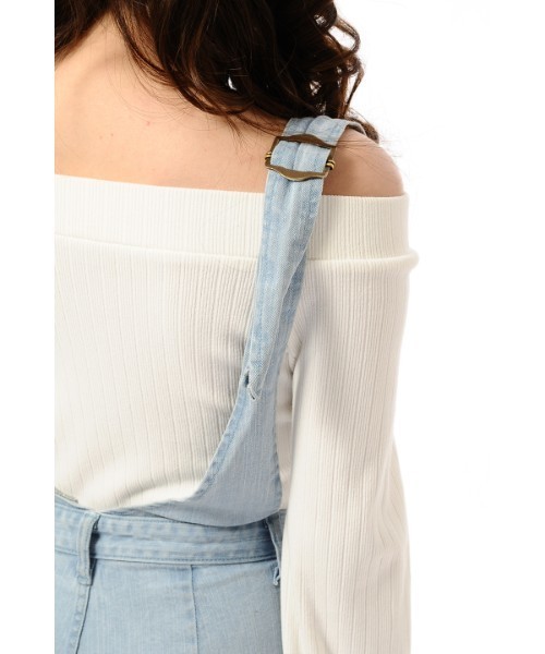 EGOIST（エゴイスト）の「Vカットデニムサロペット（サロペット/オーバーオール・レディース・サックスブルー/ブルー・SMALL/MEDIUM）」の6枚目の写真