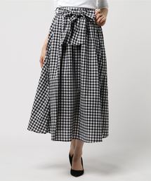 KOBE LETTUCE | [ギンガムチェック柄/ドット柄/無地]ウエストリボンマキシ丈フレアスカート/レディースボトムス[M2151](スカート)