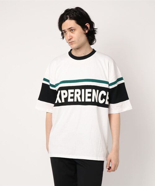 STYLEBLOCK（スタイルブロック）の「ビッグシルエット切り替えロゴプリント半袖Tシャツ（Tシャツ/カットソー・メンズ・ブラック/ホワイト系その他/ホワイト系その他2・M/L）」の2枚目の写真