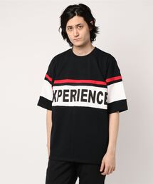 ビッグシルエット切り替えロゴプリント半袖Tシャツ