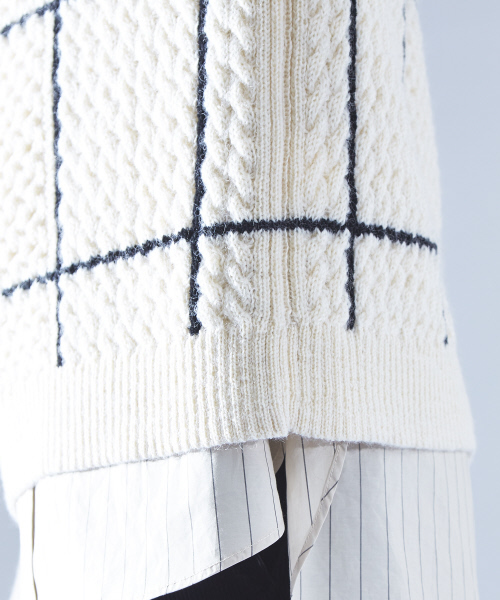 ABAHOUSE（アバハウス）の「ウインドペンチェックモックネックニット（ニット/セーター・メンズ・オフホワイト・46/48）」の8枚目の写真