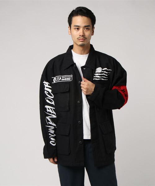 SPENDY'S Store(スペンディーズストア)の「デコレーションファティーグビッグシルエットジャケット(テーラードジャケット)」|ブラック