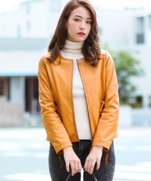 ラムレザーノーカラージャケット
