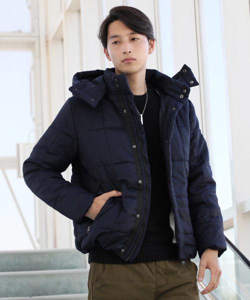 TopIsm(トップイズム)の「ウールライク スクエアキルト 中綿ジャケット(ダウンジャケット/コート・メンズ・ブラック/ネイビー/グレー/キャメル・LL/M/L)」の4枚目の写真