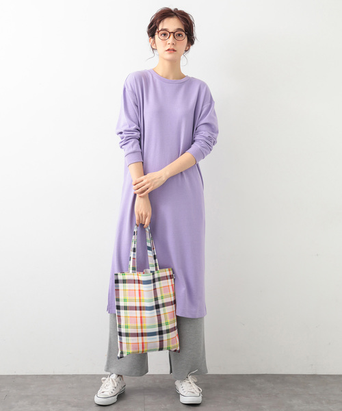 koe(コエ)の「裏毛スウェットワンピース(ワンピース)」|パープル