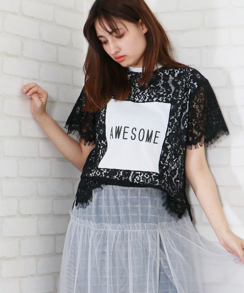 【SALE】&g'aime アンジェム　カーブレース切替Tシャツ　980-66107 &g'aime（アンジェム）の「【&g'aime】バックカーブTシャツ（T
