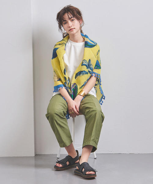 マニプリ　ボンボンストール　グリーン　美品 manipuri（マニプリ）の「一部別注＜manipuri（マニプリ