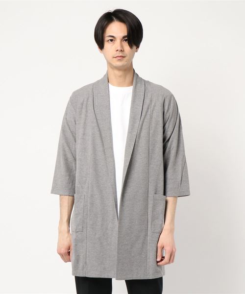 JUNRED（ジュンレッド）の「梨地7分袖トッパーカーディガン（カーディガン/ボレロ・メンズ・ブラック/ベージュ/ネイビー/グレー・M/L）」の2枚目の写真