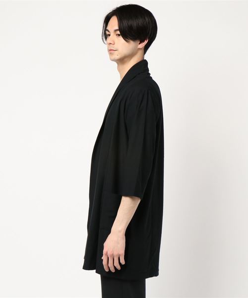 JUNRED（ジュンレッド）の「梨地7分袖トッパーカーディガン（カーディガン/ボレロ・メンズ・ブラック/ベージュ/ネイビー/グレー・M/L）」の6枚目の写真