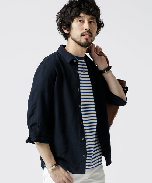 NANO universe(ナノユニバース)の「Herdman Linenシャツ 7S(シャツ/ブラウス・メンズ・ホワイト/ベージュ/ネイビー・SMALL/MEDIUM/LARGE)」の3枚目の写真