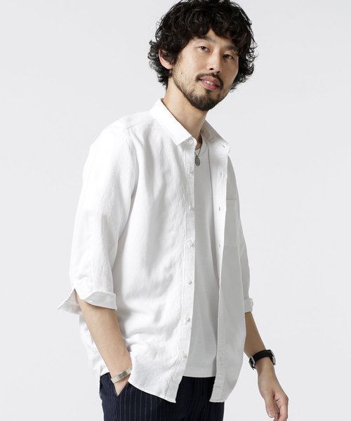 NANO universe(ナノユニバース)の「Herdman Linenシャツ 7S(シャツ/ブラウス・メンズ・ホワイト/ベージュ/ネイビー・SMALL/MEDIUM/LARGE)」の2枚目の写真