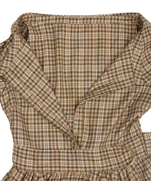 RANDA（ランダ）の「ウエストベルトフレアワンピース（ワンピース・レディース・ブラック/ベージュ/グリーン/チェック・0/1）」の5枚目の写真