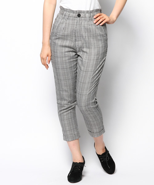 WEGO(ウィゴー)の「WEGO/チェックテーパードタックパンツ(スラックス・レディース・ブラック/グレー/グリーン・FREE)」の2枚目の写真