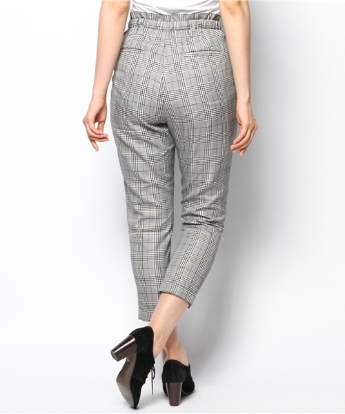 WEGO(ウィゴー)の「WEGO/チェックテーパードタックパンツ(スラックス・レディース・ブラック/グレー/グリーン・FREE)」の5枚目の写真