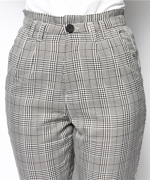 WEGO(ウィゴー)の「WEGO/チェックテーパードタックパンツ(スラックス・レディース・ブラック/グレー/グリーン・FREE)」の6枚目の写真