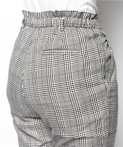 WEGO(ウィゴー)の「WEGO/チェックテーパードタックパンツ(スラックス・レディース・ブラック/グレー/グリーン・FREE)」の7枚目の写真