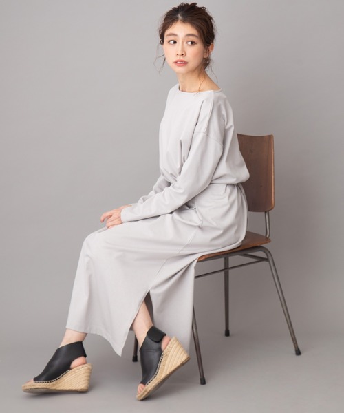 Munich（ミューニック）の「トルファンコットンジャージーボトルネックスリットワンピース（ワンピース・レディース・ブラック/ダークベージュ/ライトグレー・FREE）」の2枚目の写真