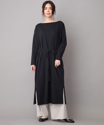 Munich | トルファンコットンジャージーボトルネックスリットワンピース(ワンピース)