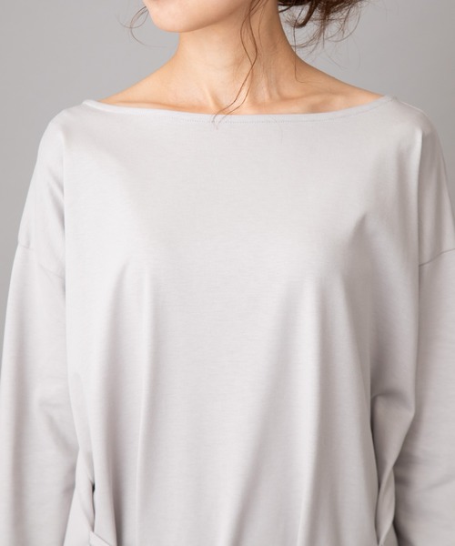 Munich（ミューニック）の「トルファンコットンジャージーボトルネックスリットワンピース（ワンピース・レディース・ブラック/ダークベージュ/ライトグレー・FREE）」の16枚目の写真