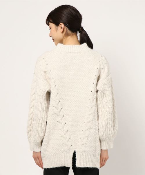 archives（アルシーヴ）の「ケーブルニットチュニック（ニット/セーター・レディース・ブラウン/オフホワイト/ラベンダー・MEDIUM）」の4枚目の写真