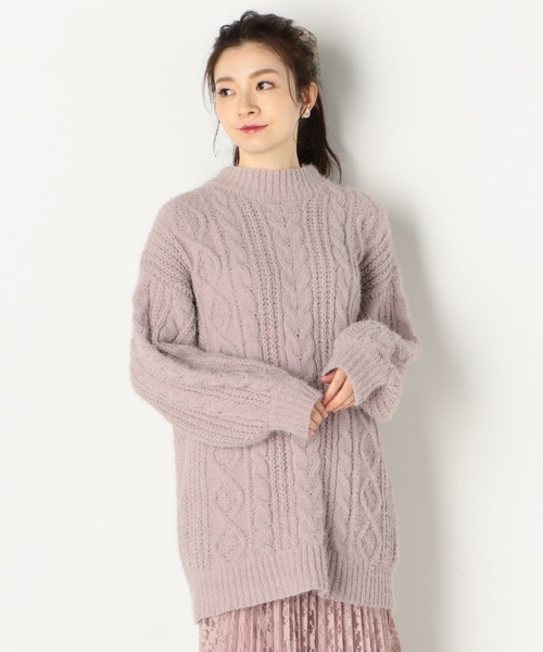 archives（アルシーヴ）の「ケーブルニットチュニック（ニット/セーター・レディース・ブラウン/オフホワイト/ラベンダー・MEDIUM）」の3枚目の写真