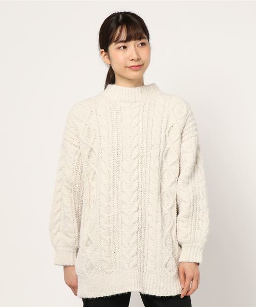 archives（アルシーヴ）の「ケーブルニットチュニック（ニット/セーター・レディース・ブラウン/オフホワイト/ラベンダー・MEDIUM）」の12枚目の写真