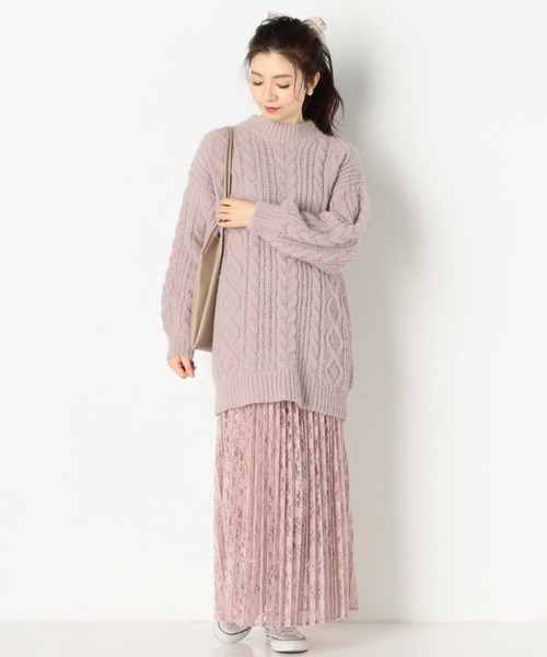 archives（アルシーヴ）の「ケーブルニットチュニック（ニット/セーター・レディース・ブラウン/オフホワイト/ラベンダー・MEDIUM）」の11枚目の写真