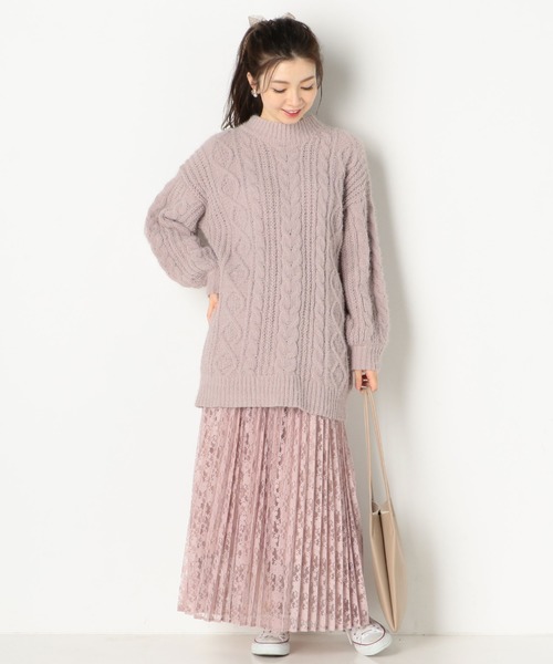 archives（アルシーヴ）の「ケーブルニットチュニック（ニット/セーター・レディース・ブラウン/オフホワイト/ラベンダー・MEDIUM）」の10枚目の写真