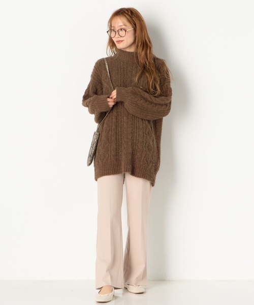 archives（アルシーヴ）の「ケーブルニットチュニック（ニット/セーター・レディース・ブラウン/オフホワイト/ラベンダー・MEDIUM）」の8枚目の写真