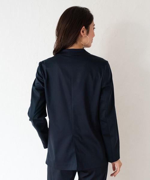 LOUNGEDRESS(ラウンジドレス)の「裾ねじりジャケット(ノーカラージャケット・レディース・ネイビー/グレー・FREE)」の9枚目の写真
