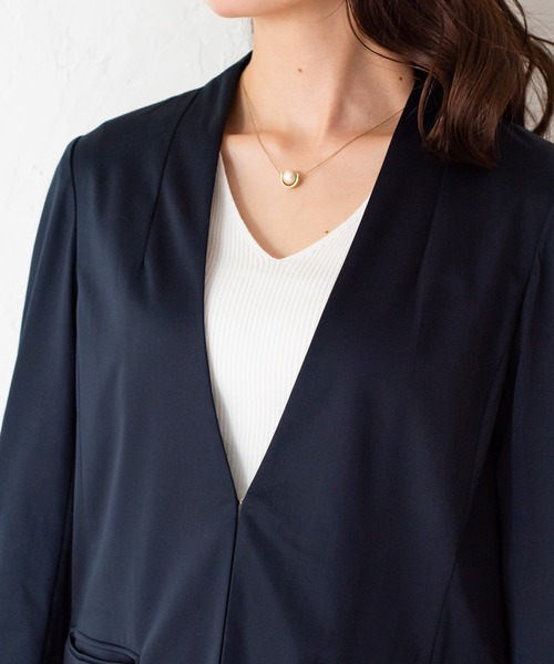 LOUNGEDRESS(ラウンジドレス)の「裾ねじりジャケット(ノーカラージャケット・レディース・ネイビー/グレー・FREE)」の16枚目の写真