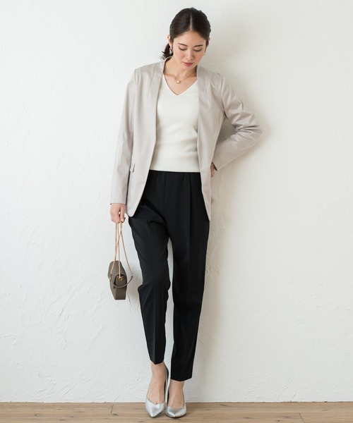 LOUNGEDRESS(ラウンジドレス)の「裾ねじりジャケット(ノーカラージャケット・レディース・ネイビー/グレー・FREE)」の11枚目の写真