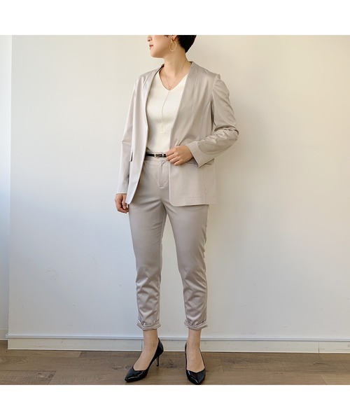 LOUNGEDRESS(ラウンジドレス)の「裾ねじりジャケット(ノーカラージャケット・レディース・ネイビー/グレー・FREE)」の22枚目の写真