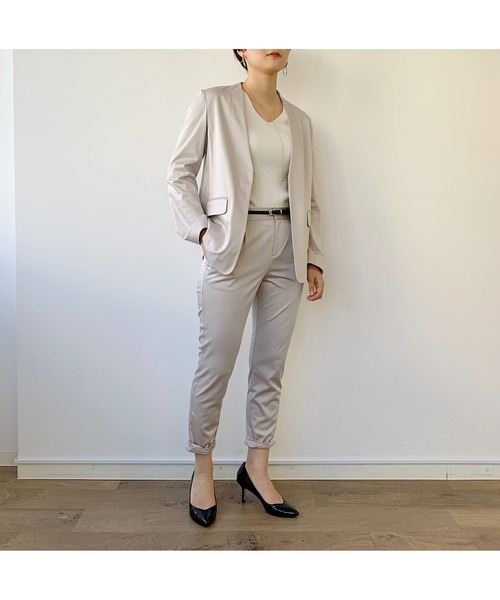 LOUNGEDRESS(ラウンジドレス)の「裾ねじりジャケット(ノーカラージャケット・レディース・ネイビー/グレー・FREE)」の21枚目の写真