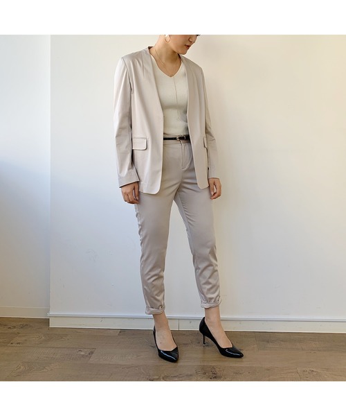 LOUNGEDRESS(ラウンジドレス)の「裾ねじりジャケット(ノーカラージャケット・レディース・ネイビー/グレー・FREE)」の20枚目の写真