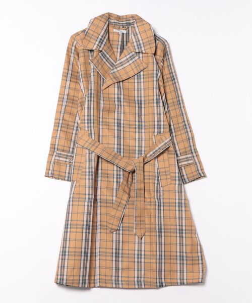STYLEBLOCK（スタイルブロック）の「チェック柄ビッグシルエットトレンチコート（トレンチコート・メンズ・ブラウン系その他/ブラウン系その他2/ベージュ/ホワイト・L/M）」の3枚目の写真